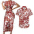 Hibiscus Pakala Fantasy Red Couples Matching Short Sleeve Bodycon Dress and Hawaiian Shirt Tropical Floral Stylized - Polynesian Pride