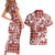 Hibiscus Pakala Fantasy Red Couples Matching Short Sleeve Bodycon Dress and Hawaiian Shirt Tropical Floral Stylized - Polynesian Pride