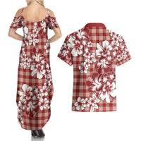 Hibiscus Pakala Fantasy Red Couples Matching Summer Maxi Dress and Hawaiian Shirt Tropical Floral Stylized - Polynesian Pride