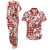 Hibiscus Pakala Fantasy Red Couples Matching Tank Maxi Dress and Hawaiian Shirt Tropical Floral Stylized - Polynesian Pride