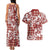 Hibiscus Pakala Fantasy Red Couples Matching Tank Maxi Dress and Hawaiian Shirt Tropical Floral Stylized - Polynesian Pride
