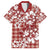 Hibiscus Pakala Fantasy Red Family Matching Off Shoulder Short Dress and Hawaiian Shirt Tropical Floral Stylized - Polynesian Pride