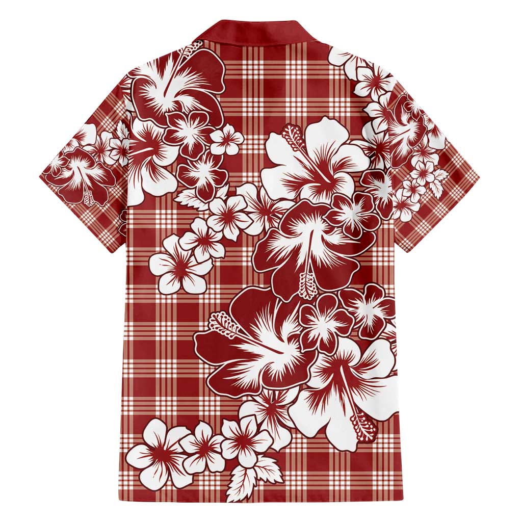 Hibiscus Pakala Fantasy Red Family Matching Off Shoulder Short Dress and Hawaiian Shirt Tropical Floral Stylized - Polynesian Pride