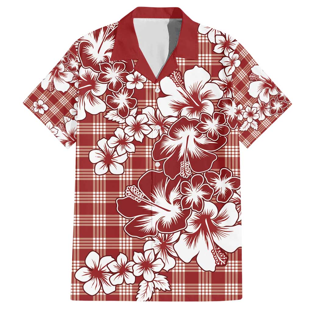 Hibiscus Pakala Fantasy Red Family Matching Short Sleeve Bodycon Dress and Hawaiian Shirt Tropical Floral Stylized - Polynesian Pride