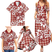 Hibiscus Pakala Fantasy Red Family Matching Summer Maxi Dress and Hawaiian Shirt Tropical Floral Stylized - Polynesian Pride