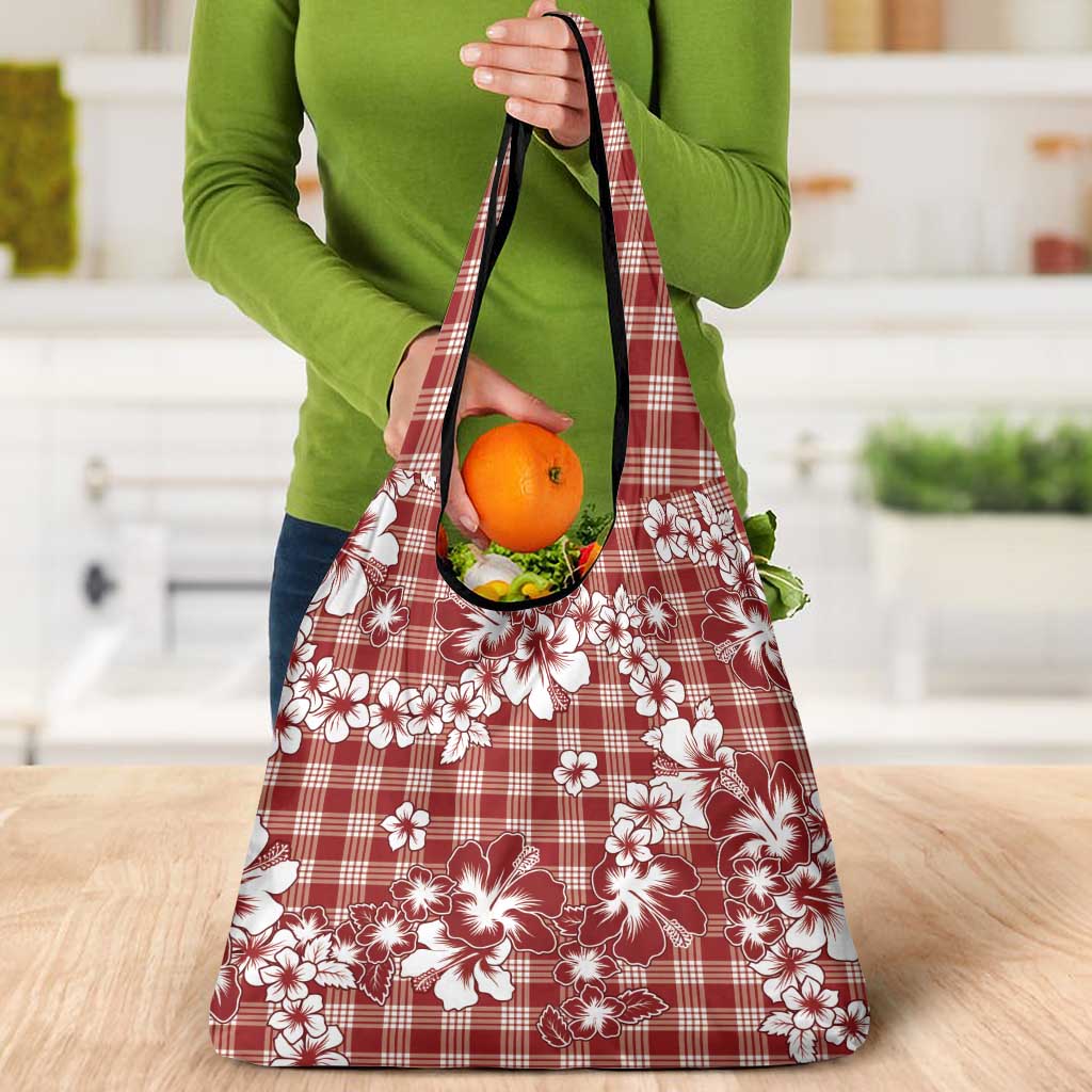 Hibiscus Pakala Fantasy Red Grocery Bag Tropical Floral Stylized - Polynesian Pride