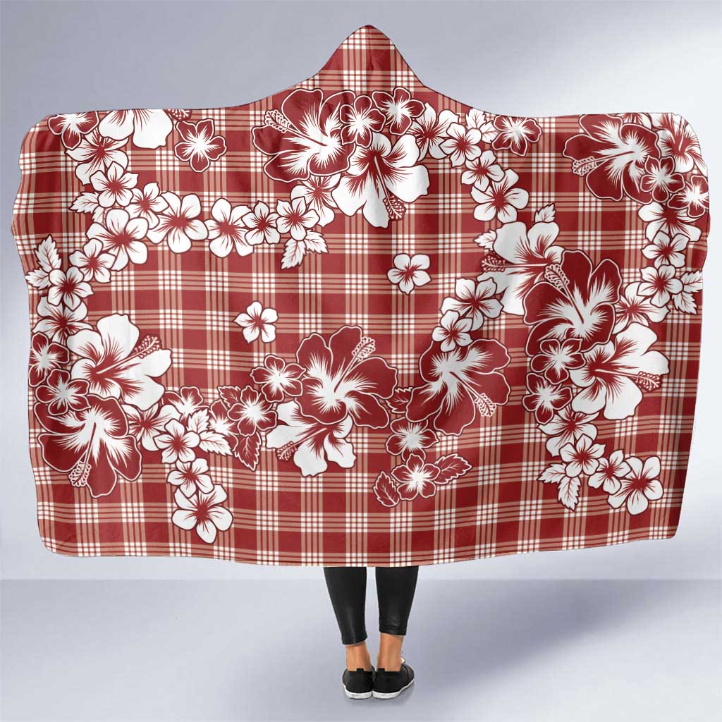 Hibiscus Pakala Fantasy Red Hooded Blanket Tropical Floral Stylized - Polynesian Pride