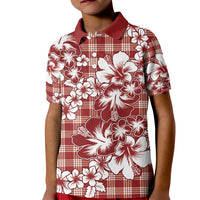 Hibiscus Pakala Fantasy Red Kid Polo Shirt Tropical Floral Stylized - Polynesian Pride