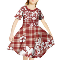 Hibiscus Pakala Fantasy Red Kid Short Sleeve Dress Tropical Floral Stylized - Polynesian Pride