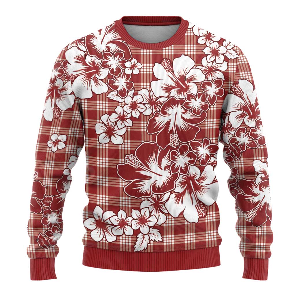 Hibiscus Pakala Fantasy Red Ugly Christmas Sweater Tropical Floral Stylized - Polynesian Pride
