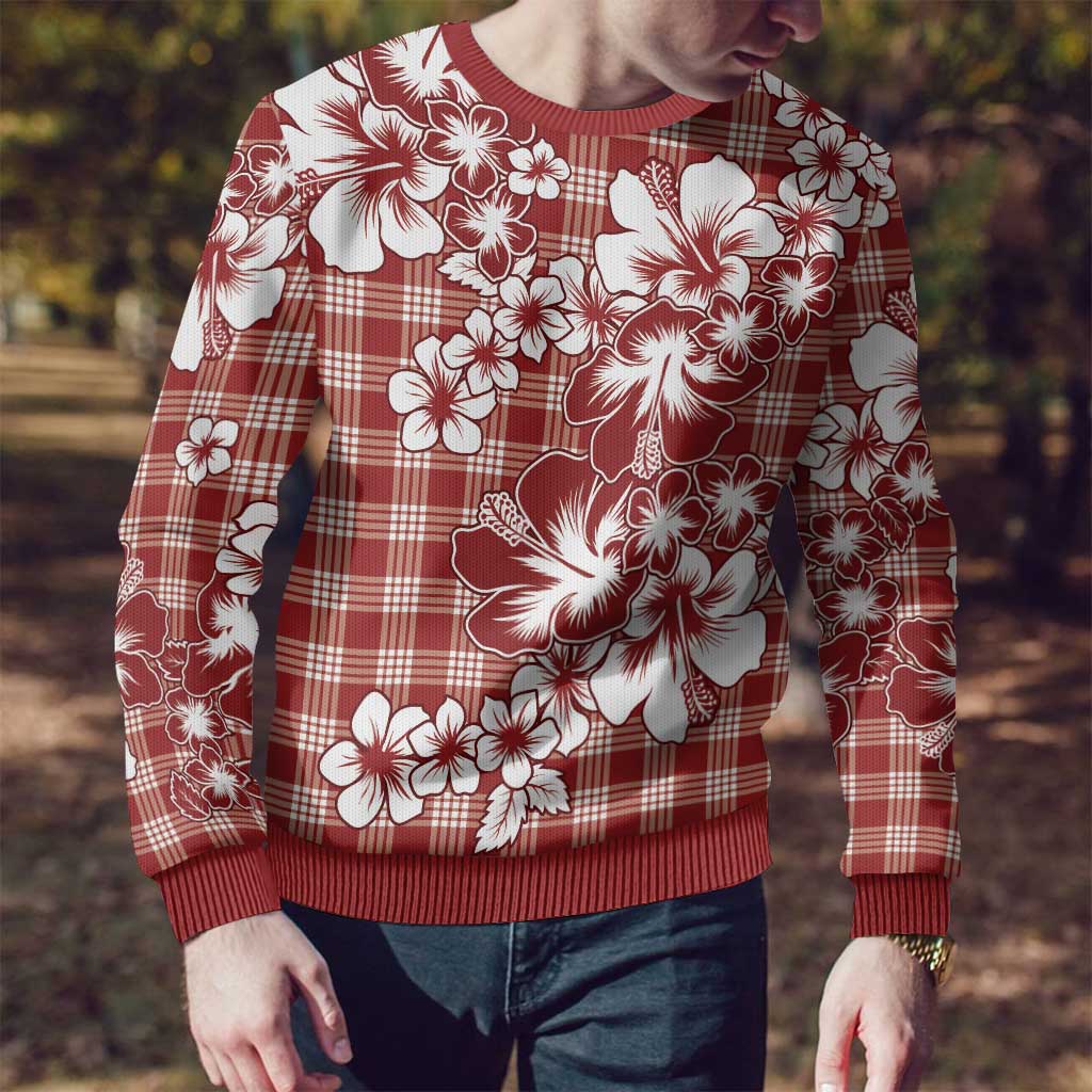 Hibiscus Pakala Fantasy Red Ugly Christmas Sweater Tropical Floral Stylized - Polynesian Pride