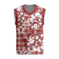Hibiscus Pakala Fantasy Red Christmas Knitted V-Neck Vest Tropical Floral Stylized LT01 Red - Polynesian Pride