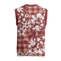 Hibiscus Pakala Fantasy Red Christmas Knitted V-Neck Vest Tropical Floral Stylized LT01 - Polynesian Pride