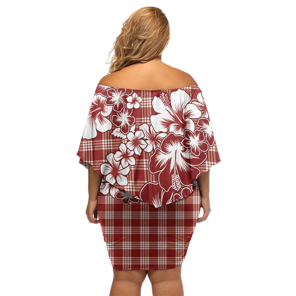 Hibiscus Pakala Fantasy Red Off Shoulder Short Dress Tropical Floral Stylized - Polynesian Pride