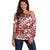 Hibiscus Pakala Fantasy Red Off Shoulder Sweater Tropical Floral Stylized - Polynesian Pride