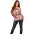 Hibiscus Pakala Fantasy Red Off Shoulder Sweater Tropical Floral Stylized - Polynesian Pride
