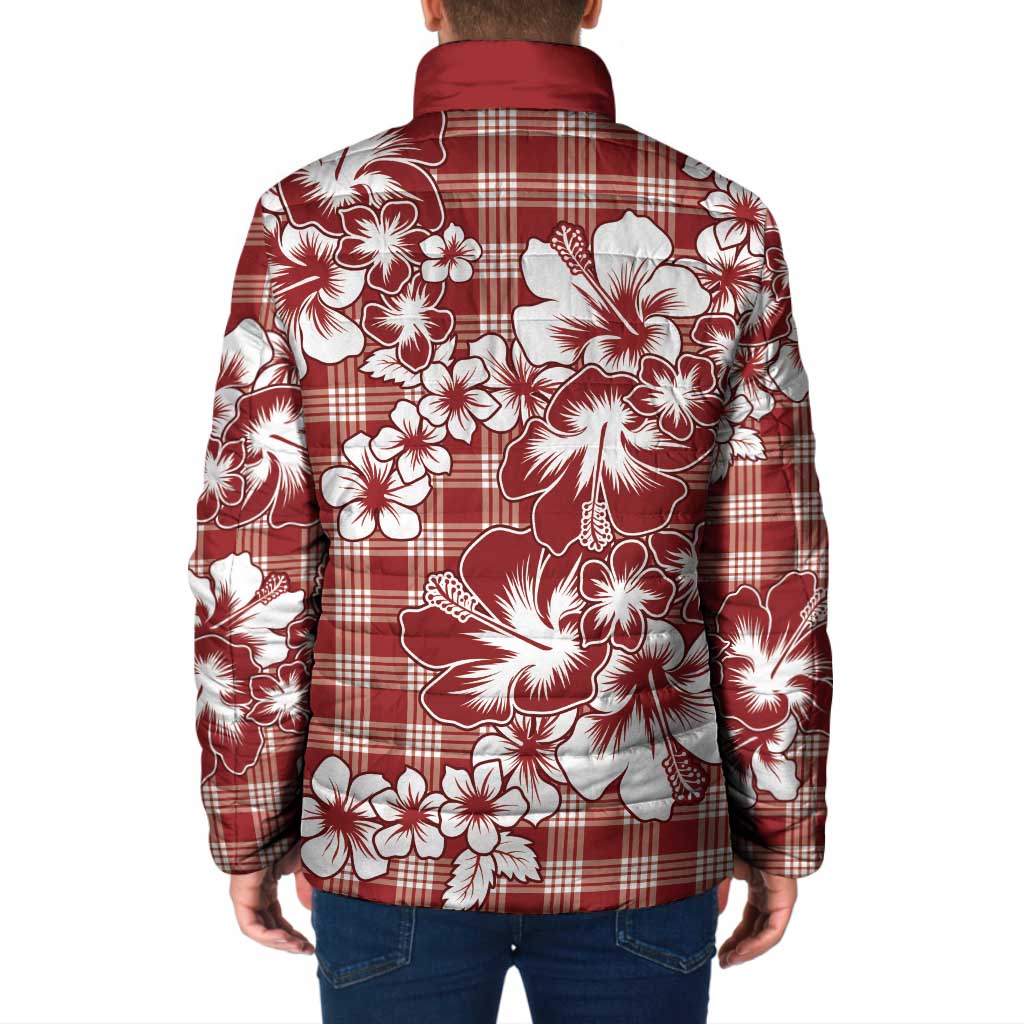Hibiscus Pakala Fantasy Red Padded Jacket Tropical Floral Stylized - Polynesian Pride