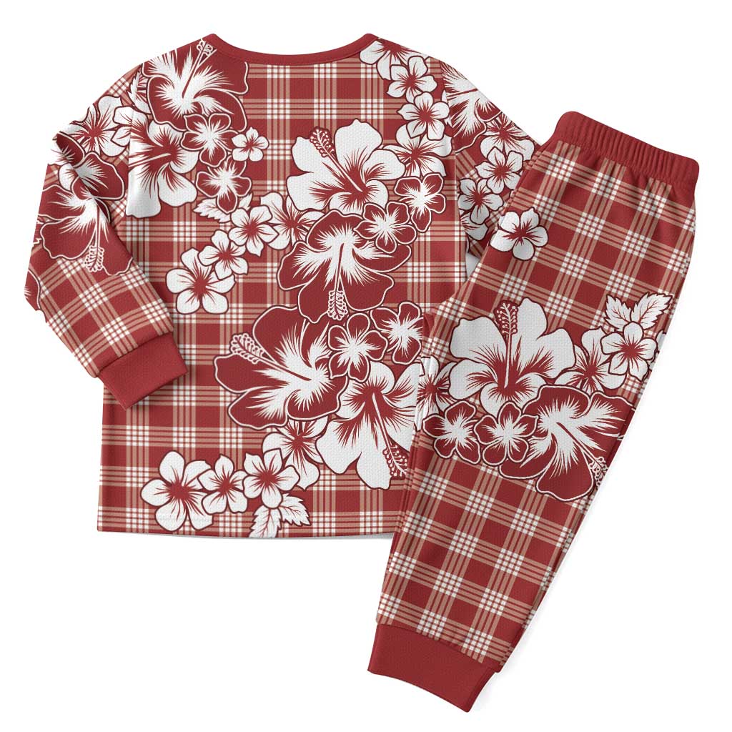 Hibiscus Pakala Fantasy Red Christmas Pajama Set Tropical Floral Stylized LT01 - Polynesian Pride