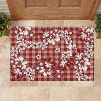 Hibiscus Pakala Fantasy Red Rubber Doormat Tropical Floral Stylized - Polynesian Pride
