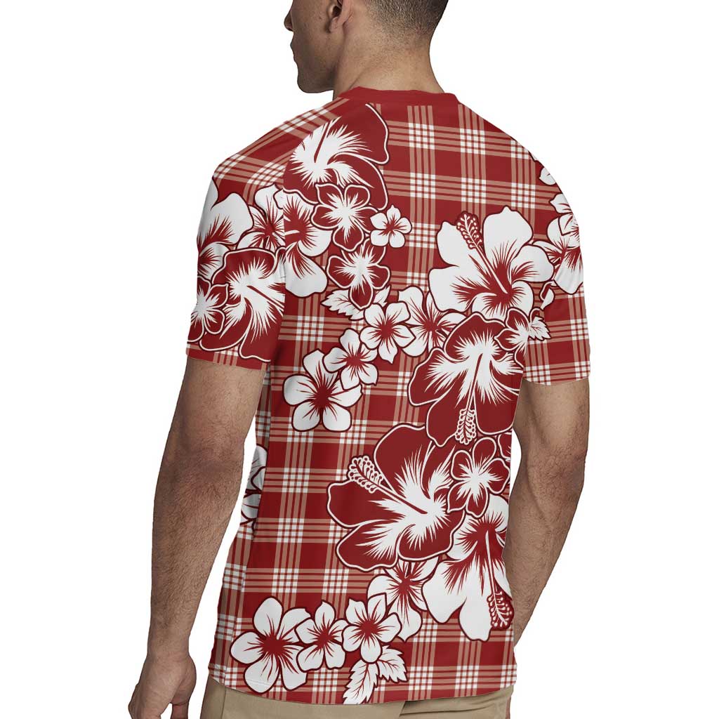 Hibiscus Pakala Fantasy Red Rugby Jersey Tropical Floral Stylized - Polynesian Pride