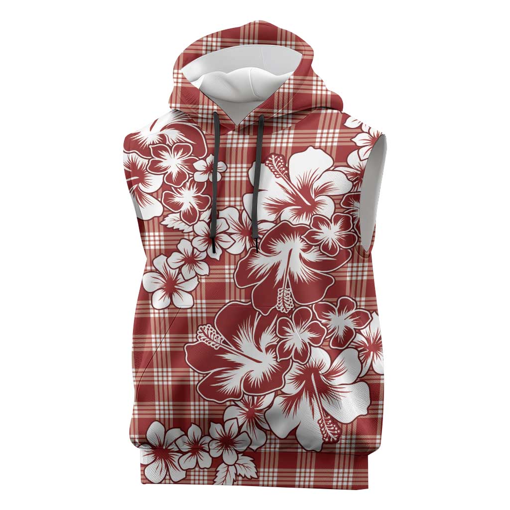 Hibiscus Pakala Fantasy Red Sleeveless Hoodie Tropical Floral Stylized - Polynesian Pride