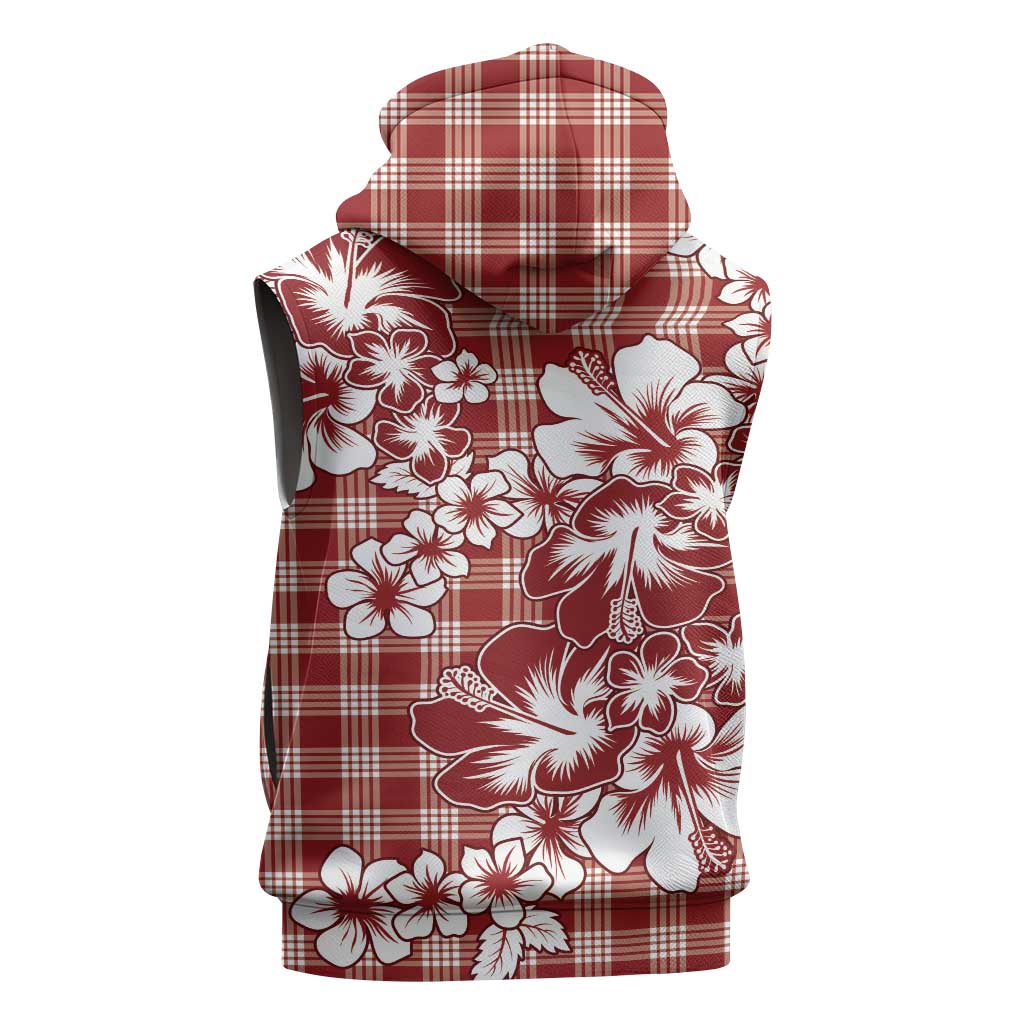 Hibiscus Pakala Fantasy Red Sleeveless Hoodie Tropical Floral Stylized - Polynesian Pride