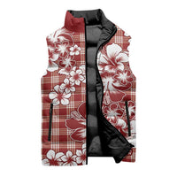Hibiscus Pakala Fantasy Red Sleeveless Puffer Jacket Tropical Floral Stylized - Polynesian Pride