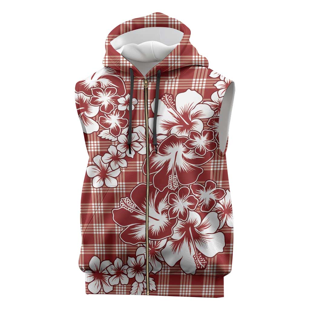 Hibiscus Pakala Fantasy Red Sleeveless Zip Hoodie Tropical Floral Stylized - Polynesian Pride