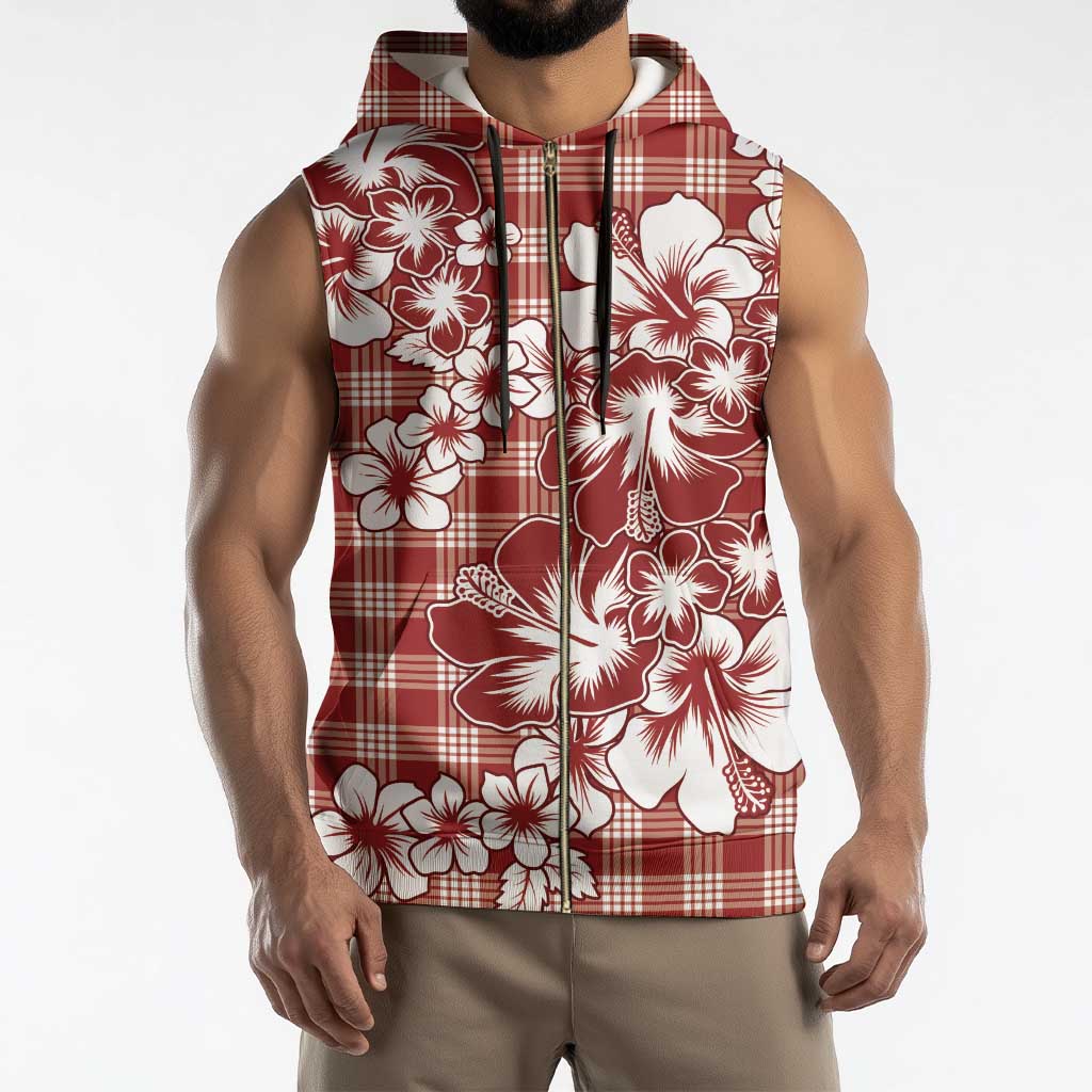 Hibiscus Pakala Fantasy Red Sleeveless Zip Hoodie Tropical Floral Stylized - Polynesian Pride