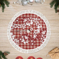 Hibiscus Pakala Fantasy Red Tree Skirt Tropical Floral Stylized LT01 Fringed Red - Polynesian Pride