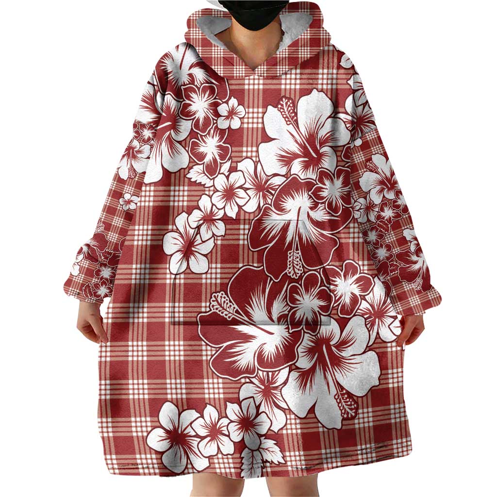 Hibiscus Pakala Fantasy Red Wearable Blanket Hoodie Tropical Floral Stylized - Polynesian Pride