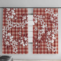 Hibiscus Pakala Fantasy Red Window Curtain Tropical Floral Stylized - Polynesian Pride