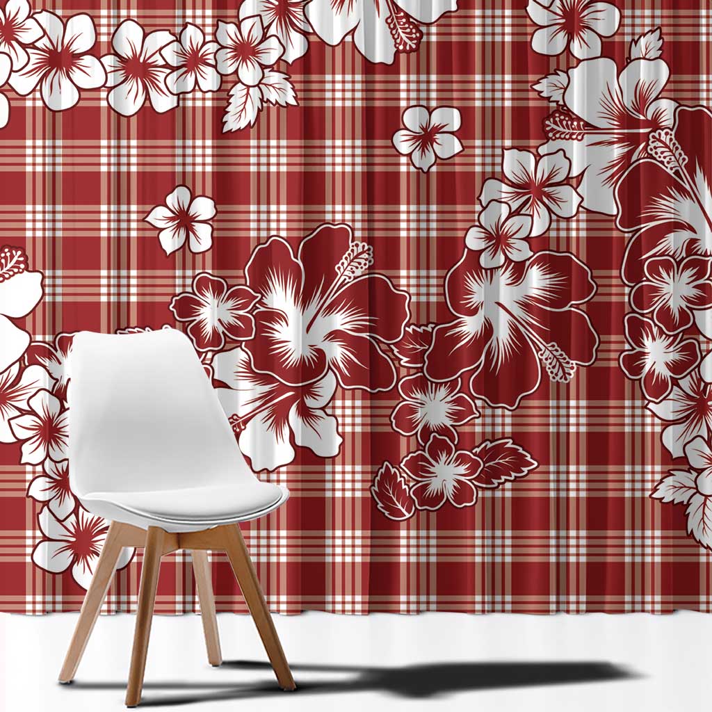 Hibiscus Pakala Fantasy Red Window Curtain Tropical Floral Stylized - Polynesian Pride