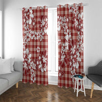 Hibiscus Pakala Fantasy Red Window Curtain Tropical Floral Stylized - Polynesian Pride