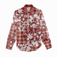 Hibiscus Pakala Fantasy Red Women Casual Shirt Tropical Floral Stylized - Polynesian Pride
