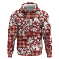 Hibiscus Pakala Fantasy Red Zip Hoodie Tropical Floral Stylized - Polynesian Pride