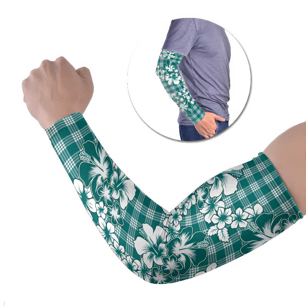 Hibiscus Pakala Aqua Teal Arm Sleeves Tropical Floral Stylized - Polynesian Pride