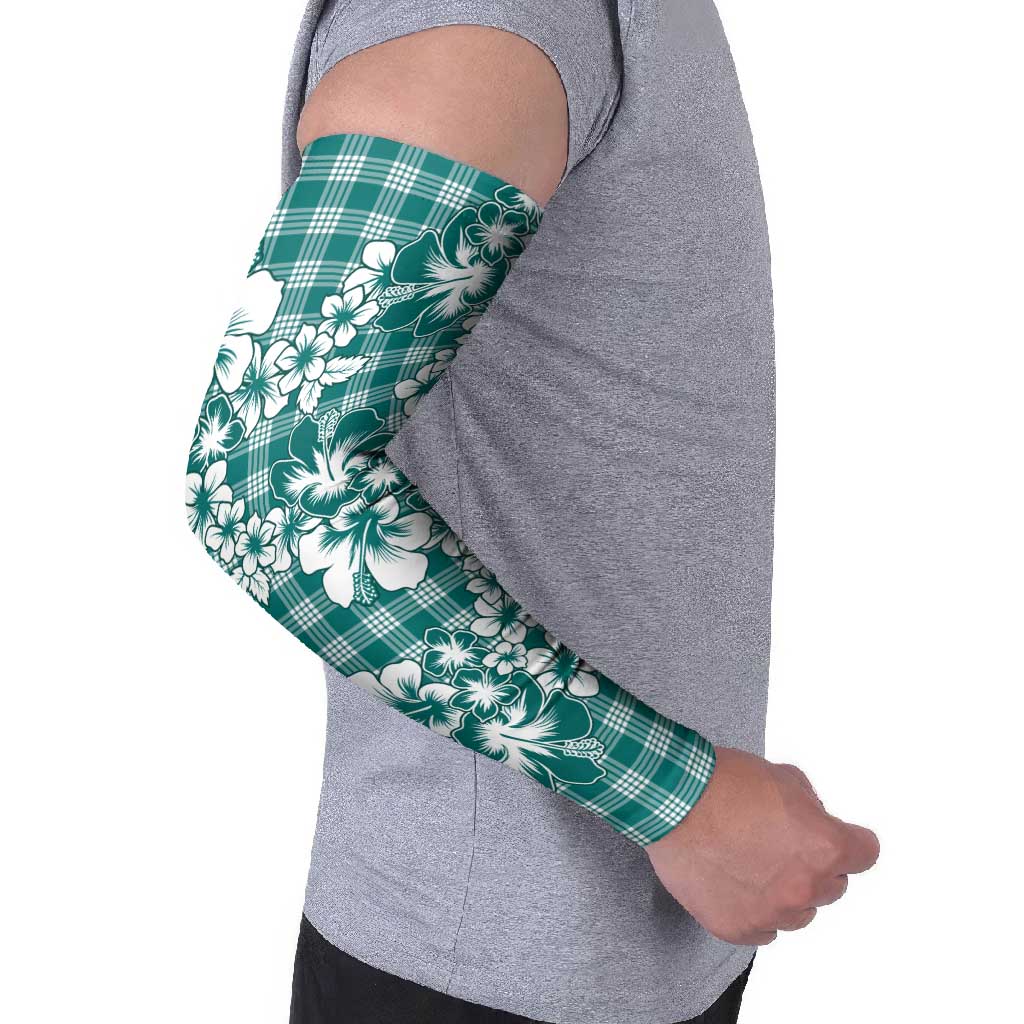 Hibiscus Pakala Aqua Teal Arm Sleeves Tropical Floral Stylized - Polynesian Pride