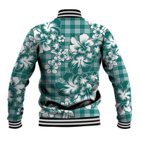 Hibiscus Pakala Aqua Teal Baseball Jacket Tropical Floral Stylized - Polynesian Pride