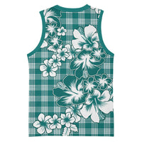 Hibiscus Pakala Aqua Teal Basketball Jersey Tropical Floral Stylized - Polynesian Pride