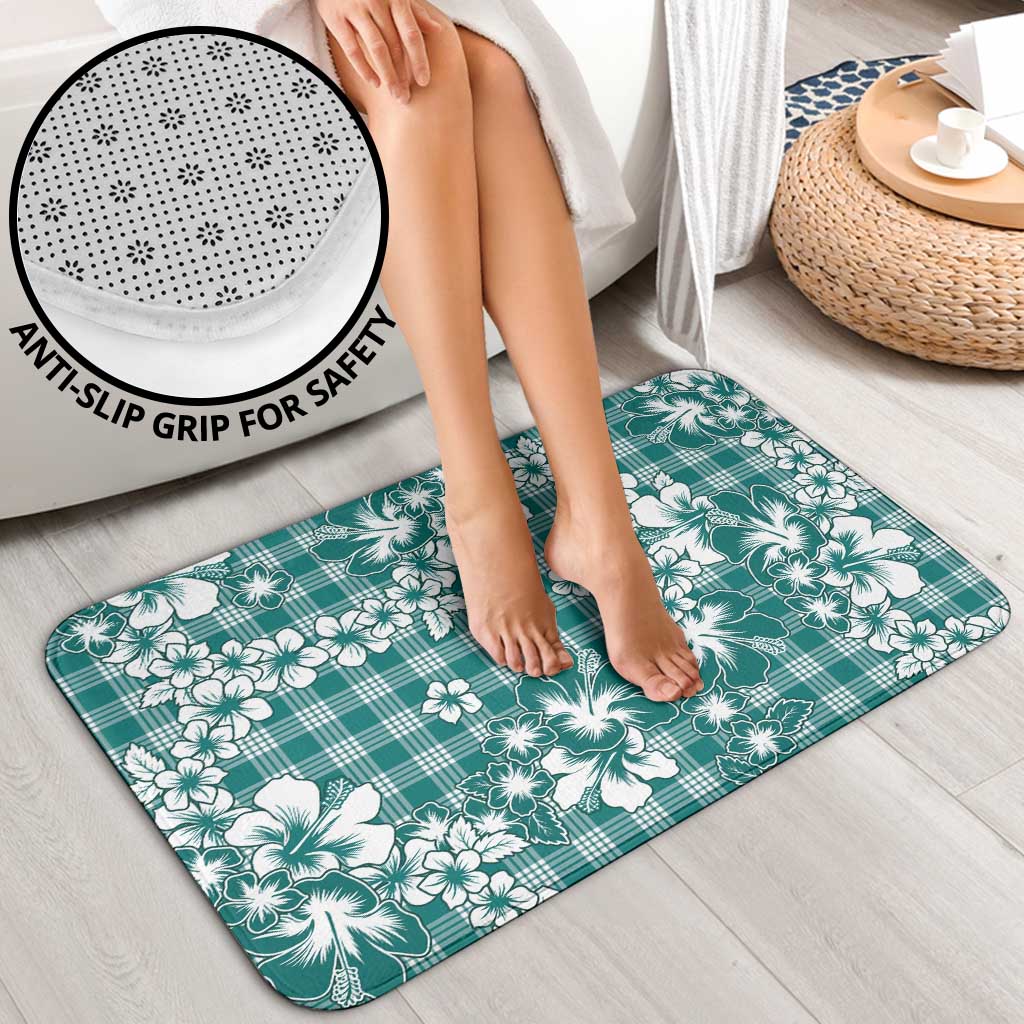 Hibiscus Pakala Aqua Teal Bathroom Set Tropical Floral Stylized - Polynesian Pride