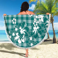 Hibiscus Pakala Aqua Teal Beach Blanket Tropical Floral Stylized - Polynesian Pride