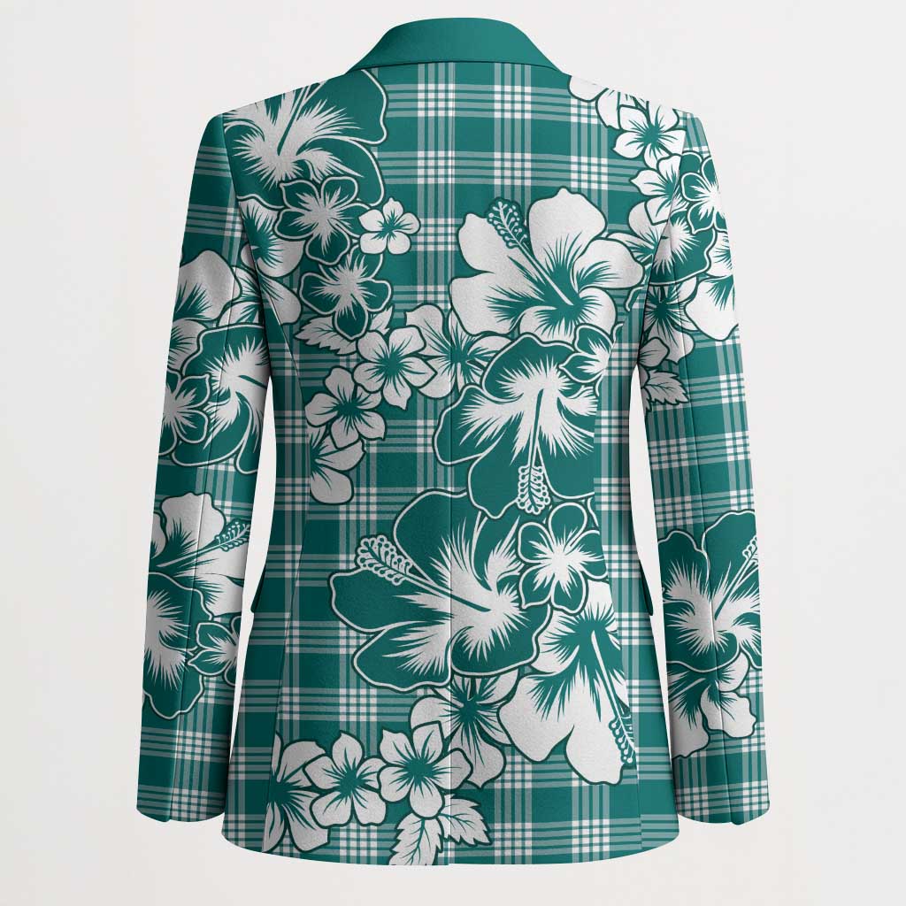 Hibiscus Pakala Aqua Teal Blazer Tropical Floral Stylized - Polynesian Pride