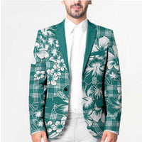 Hibiscus Pakala Aqua Teal Blazer Tropical Floral Stylized - Polynesian Pride