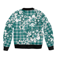 Hibiscus Pakala Aqua Teal Bomber Jacket Tropical Floral Stylized - Polynesian Pride