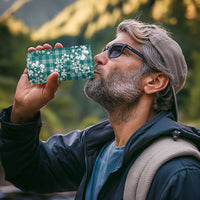 Hibiscus Pakala Aqua Teal 4 in 1 Can Cooler Tumbler Tropical Floral Stylized - Polynesian Pride