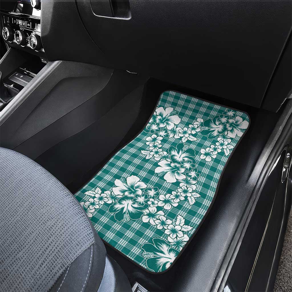 Hibiscus Pakala Aqua Teal Car Mats Tropical Floral Stylized - Polynesian Pride