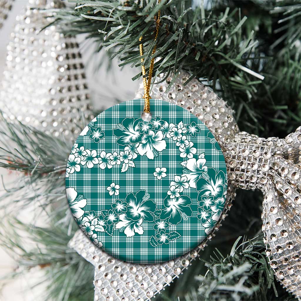 Hibiscus Pakala Aqua Teal Ceramic Ornament Tropical Floral Stylized LT01 - Polynesian Pride
