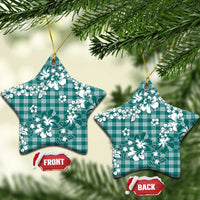 Hibiscus Pakala Aqua Teal Ceramic Ornament Tropical Floral Stylized LT01 Star Teal - Polynesian Pride