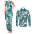 Hibiscus Pakala Aqua Teal Couples Matching Tank Maxi Dress and Long Sleeve Button Shirt Tropical Floral Stylized - Polynesian Pride